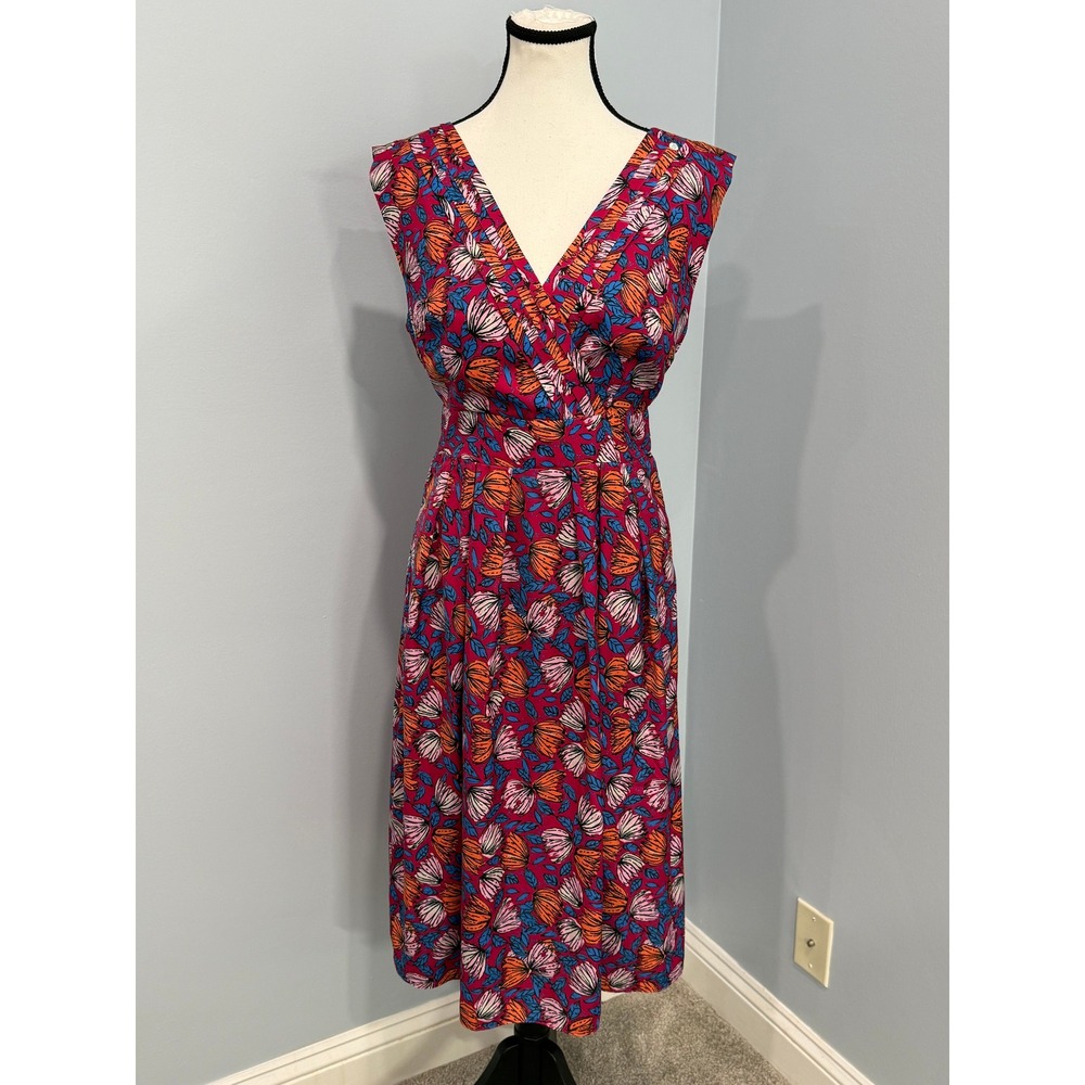 ModCloth "Instant Energy" Faux-Wrap Midi Dress Sunny Girl Floral Size M